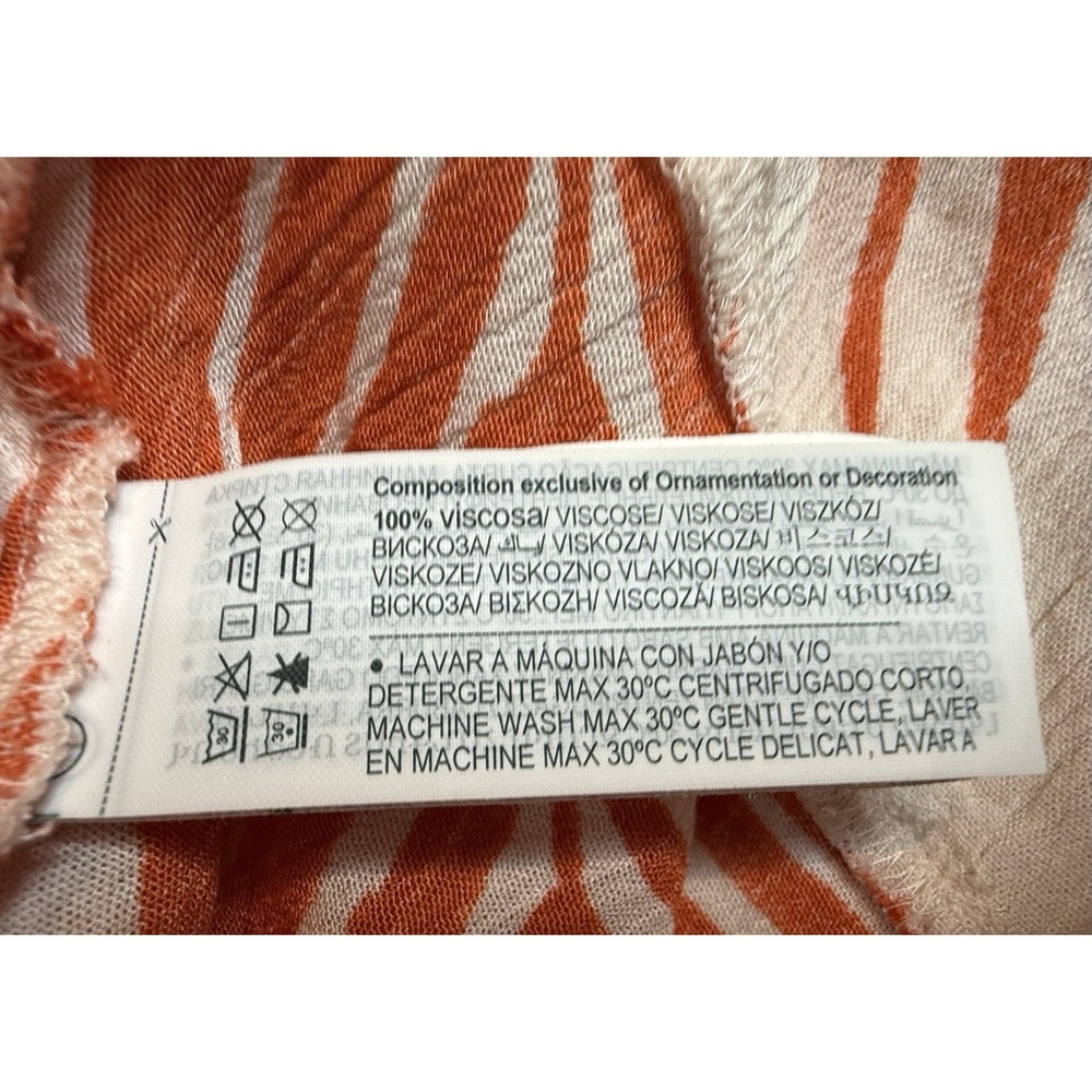 Vacation Resort Palm Print Kimono Cover-Up Boho Beach Orange Ivory M Oversized - Picture 6 of 9